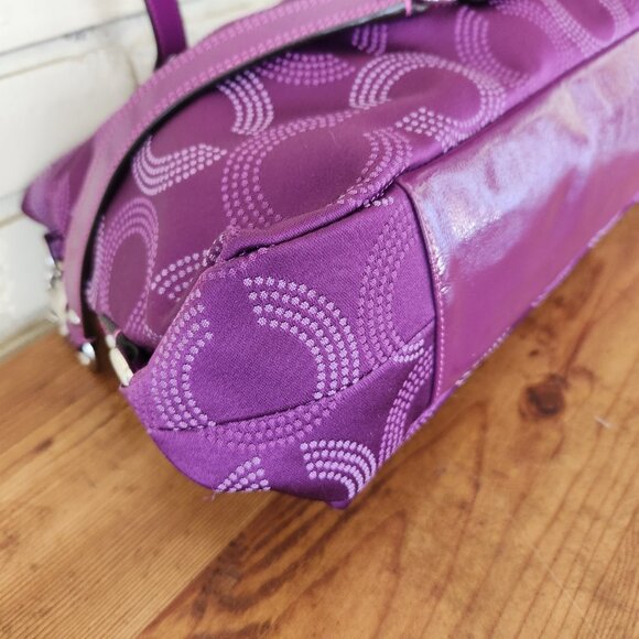 Euc Rare Coach Dotted OP Art Purple Ashley Shoulder Bag Purse - Picture 8 of 14